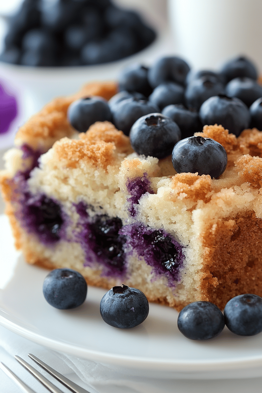 Blueberry Cream Cheese Coffee Cake final dish beautifully presented and ready to serve