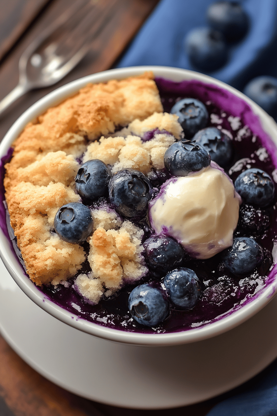 Blueberry Dump Cake final dish beautifully presented and ready to serve