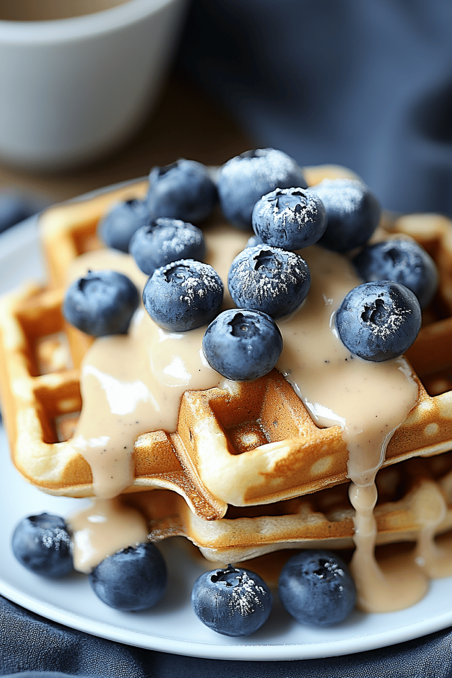 Blueberry Waffles Recipe final dish beautifully presented and ready to serve