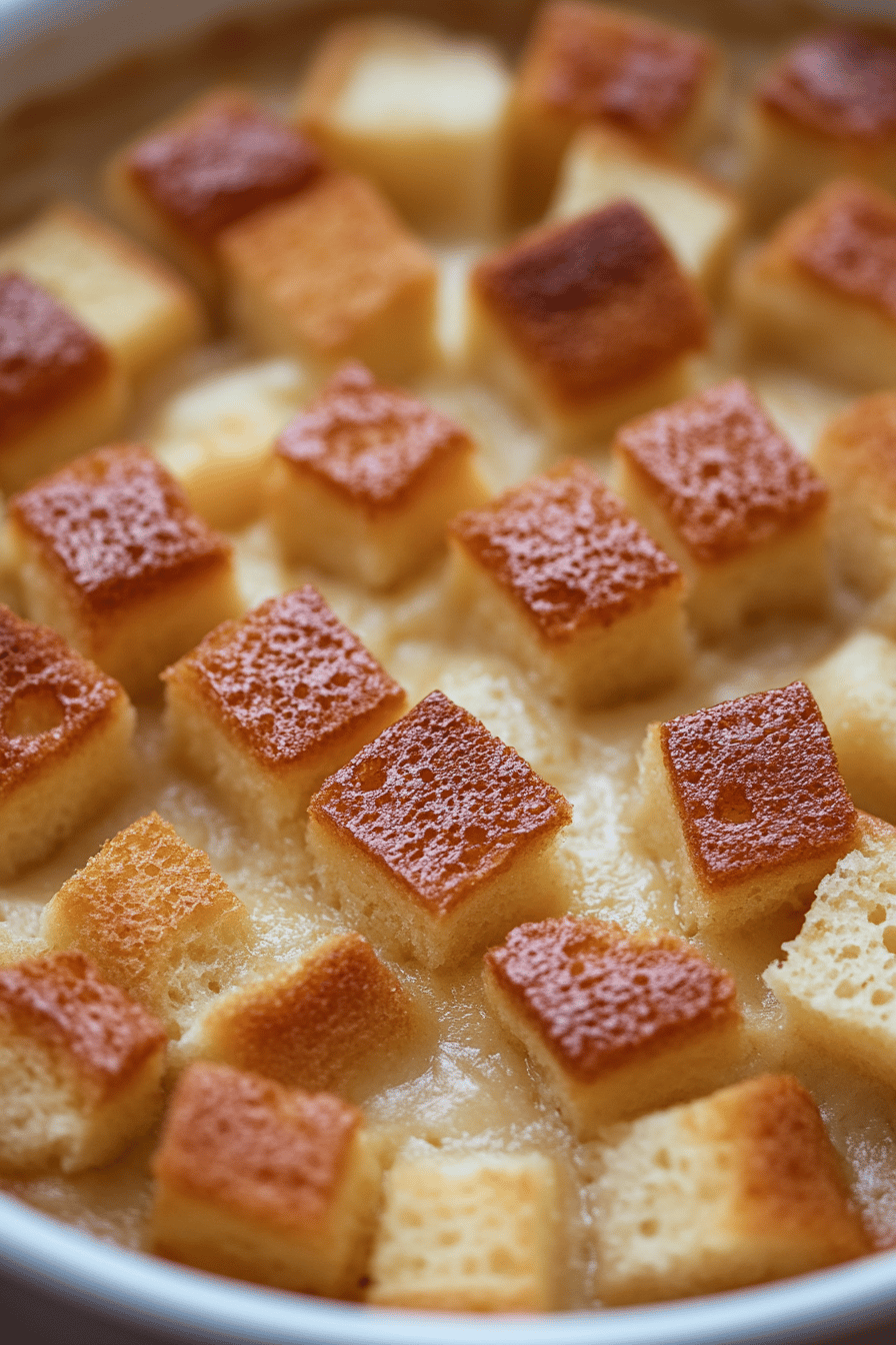 Bread Pudding Vanilla Sauce final dish beautifully presented and ready to serve