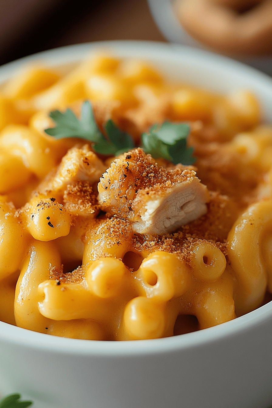 Buffalo Chicken Mac and Cheese final dish beautifully presented and ready to serve