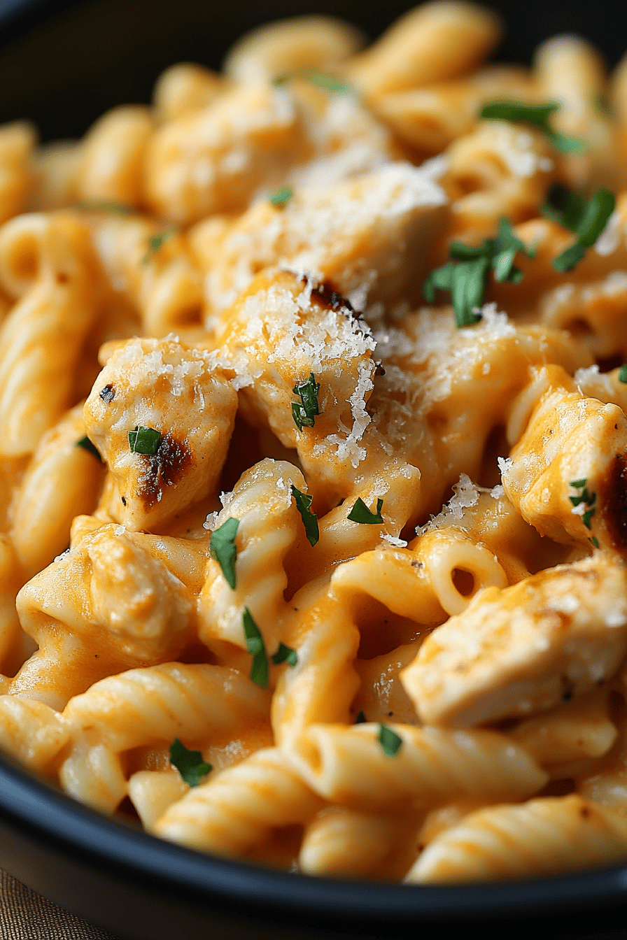 Buffalo Chicken Pasta final dish beautifully presented and ready to serve