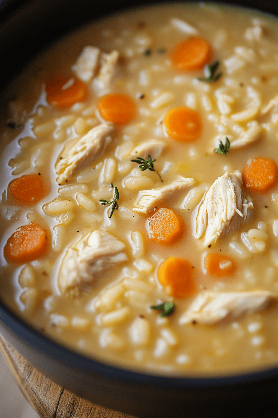Chicken Rice Soup Recipe final dish beautifully presented and ready to serve