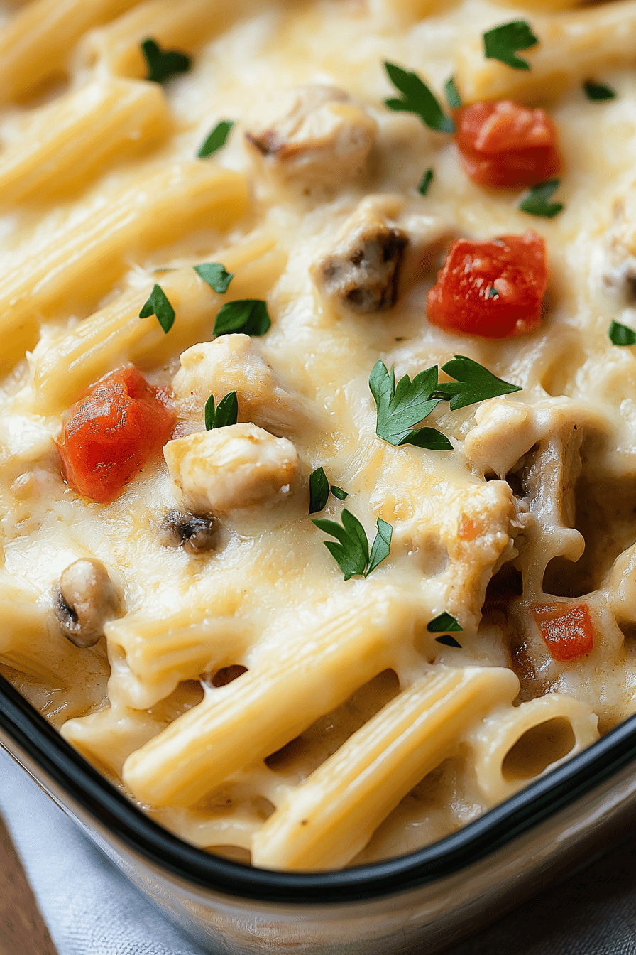 Chicken Tetrazzini Recipe final dish beautifully presented and ready to serve