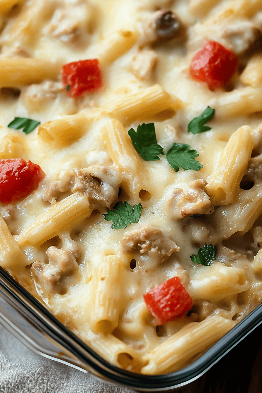 Chicken Tetrazzini Recipe ingredients organized and measured on kitchen counter