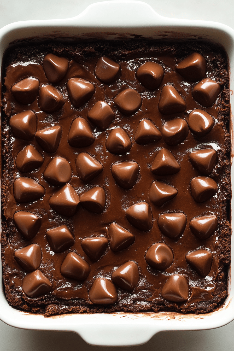 Chocolate Dump Cake Recipe ingredients organized and measured on kitchen counter