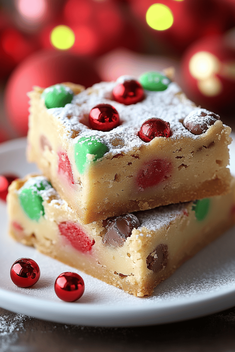 Christmas Cookie Bars final dish beautifully presented and ready to serve