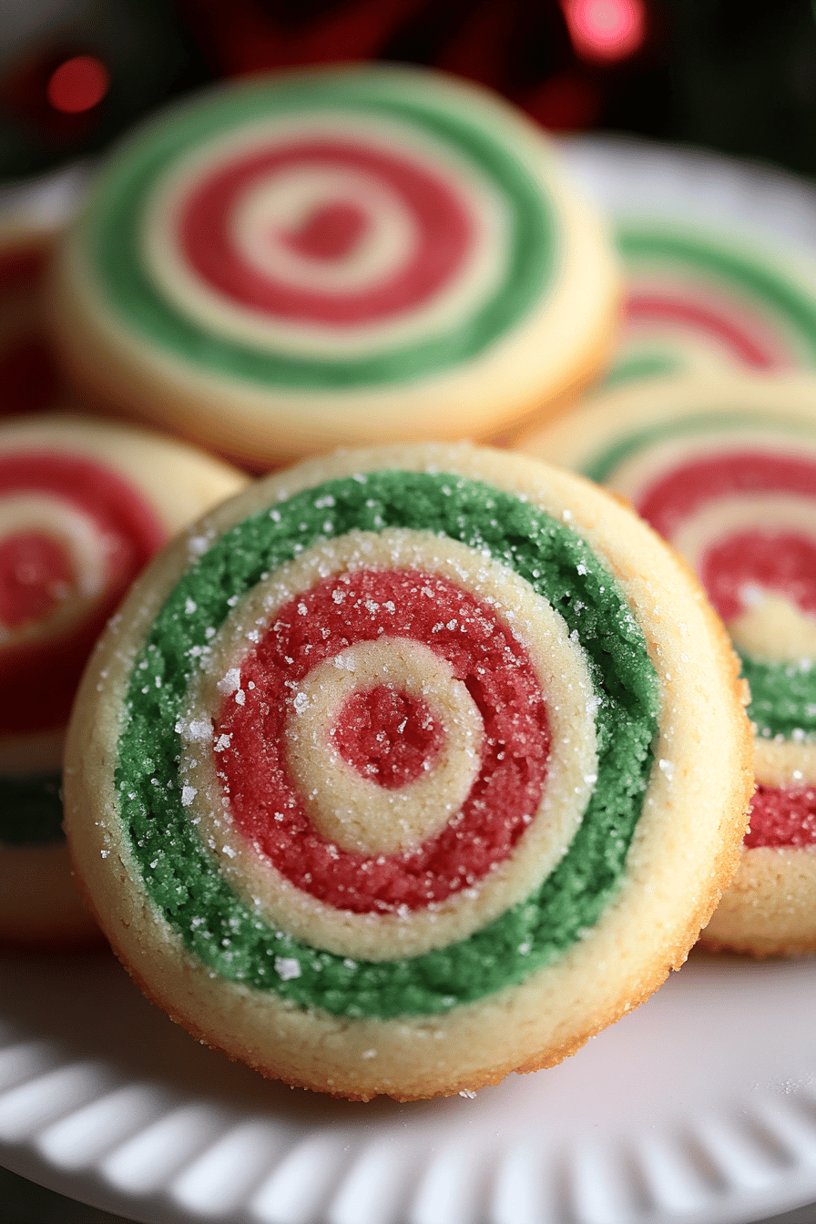 Christmas Pinwheel Cookies final dish beautifully presented and ready to serve
