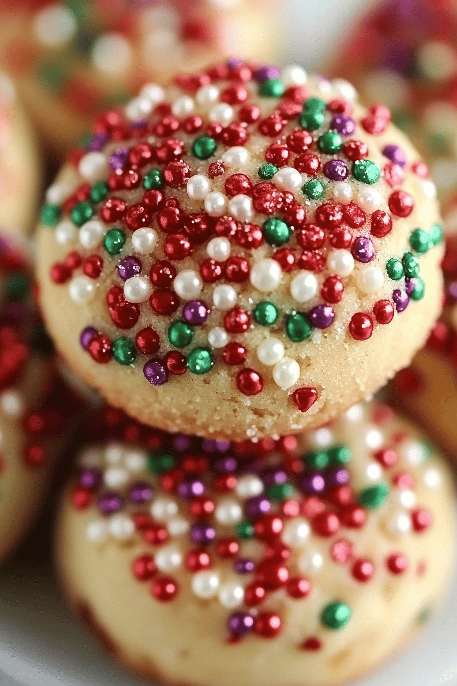 Christmas Sprinkle Cookies final dish beautifully presented and ready to serve