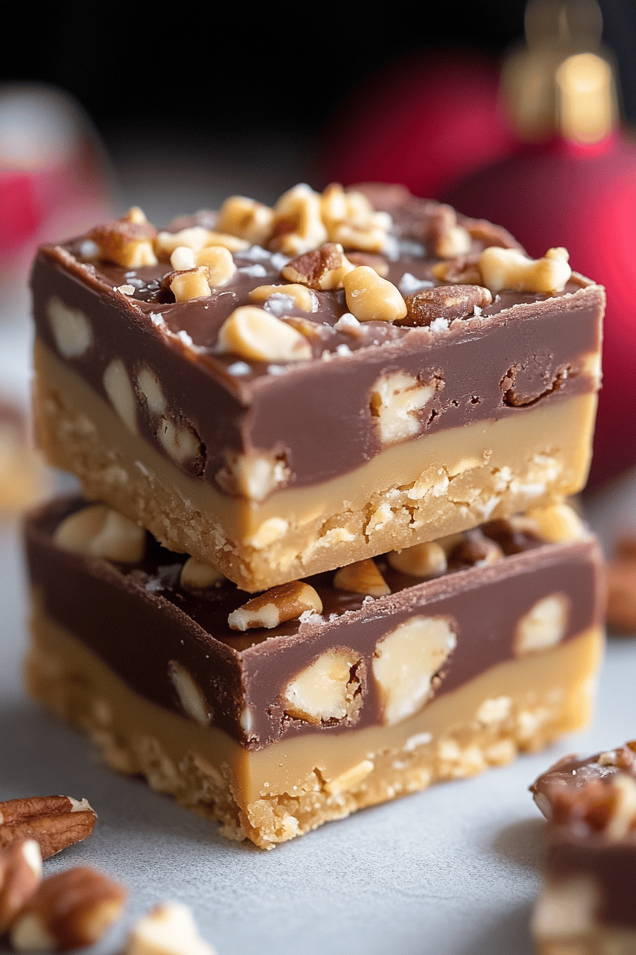 Christmas Turtle Bars final dish beautifully presented and ready to serve