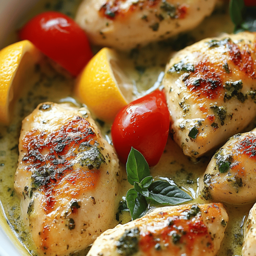 Creamy Garlic Pesto Chicken
