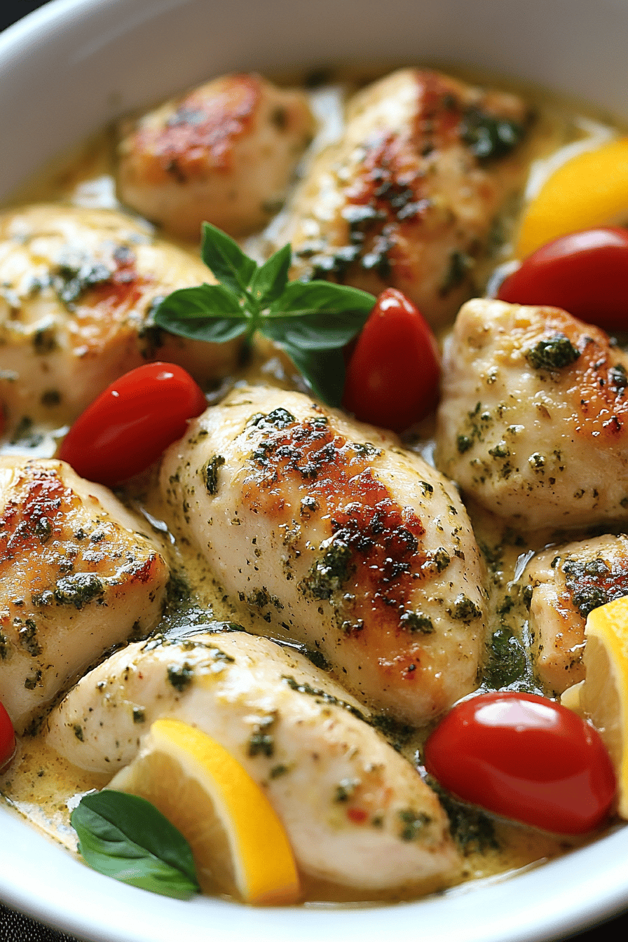 Creamy Garlic Pesto Chicken final dish beautifully presented and ready to serve