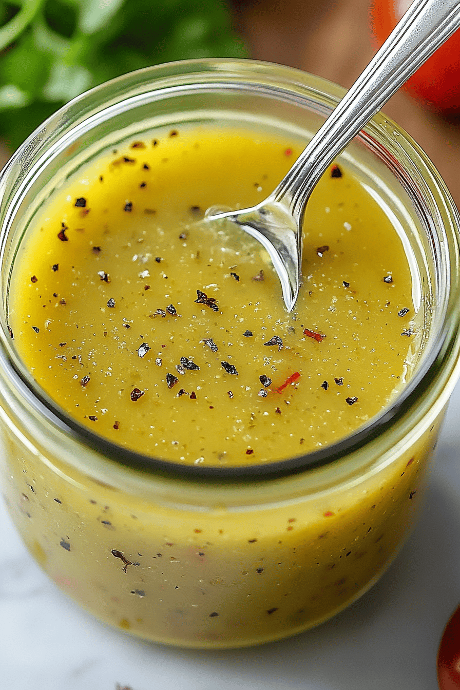 Dijon Vinaigrette Recipe ingredients organized and measured on kitchen counter