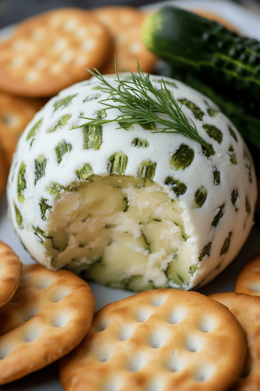 Dill Pickle Cheese Ball final dish beautifully presented and ready to serve