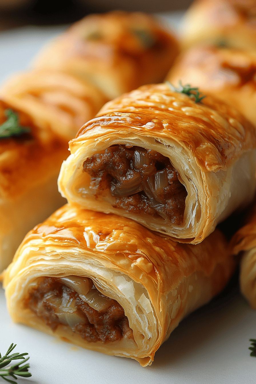 French Onion Sausage Rolls ingredients organized and measured on kitchen counter