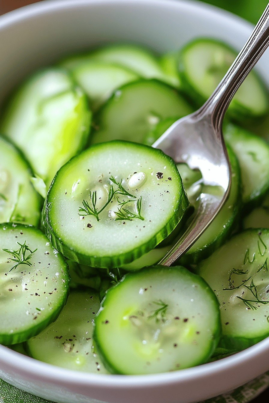 German Cucumber Salad final dish beautifully presented and ready to serve