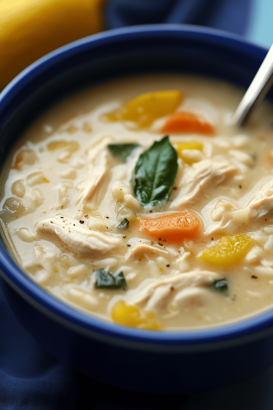 Greek Lemon Chicken Soup final dish beautifully presented and ready to serve