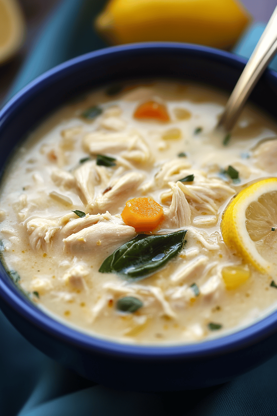 Greek Lemon Chicken Soup ingredients organized and measured on kitchen counter