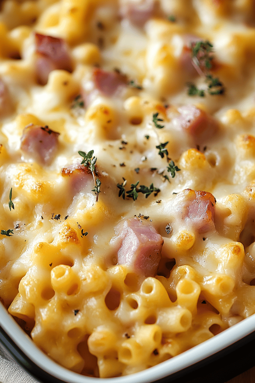 Ham and Noodle Casserole final dish beautifully presented and ready to serve