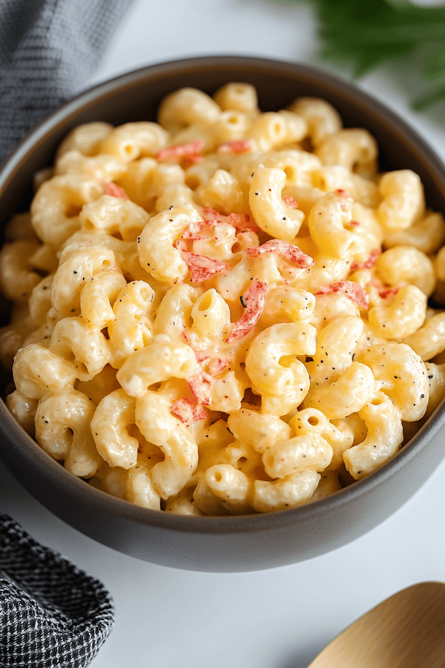 Hawaiian Macaroni Salad ingredients organized and measured on kitchen counter