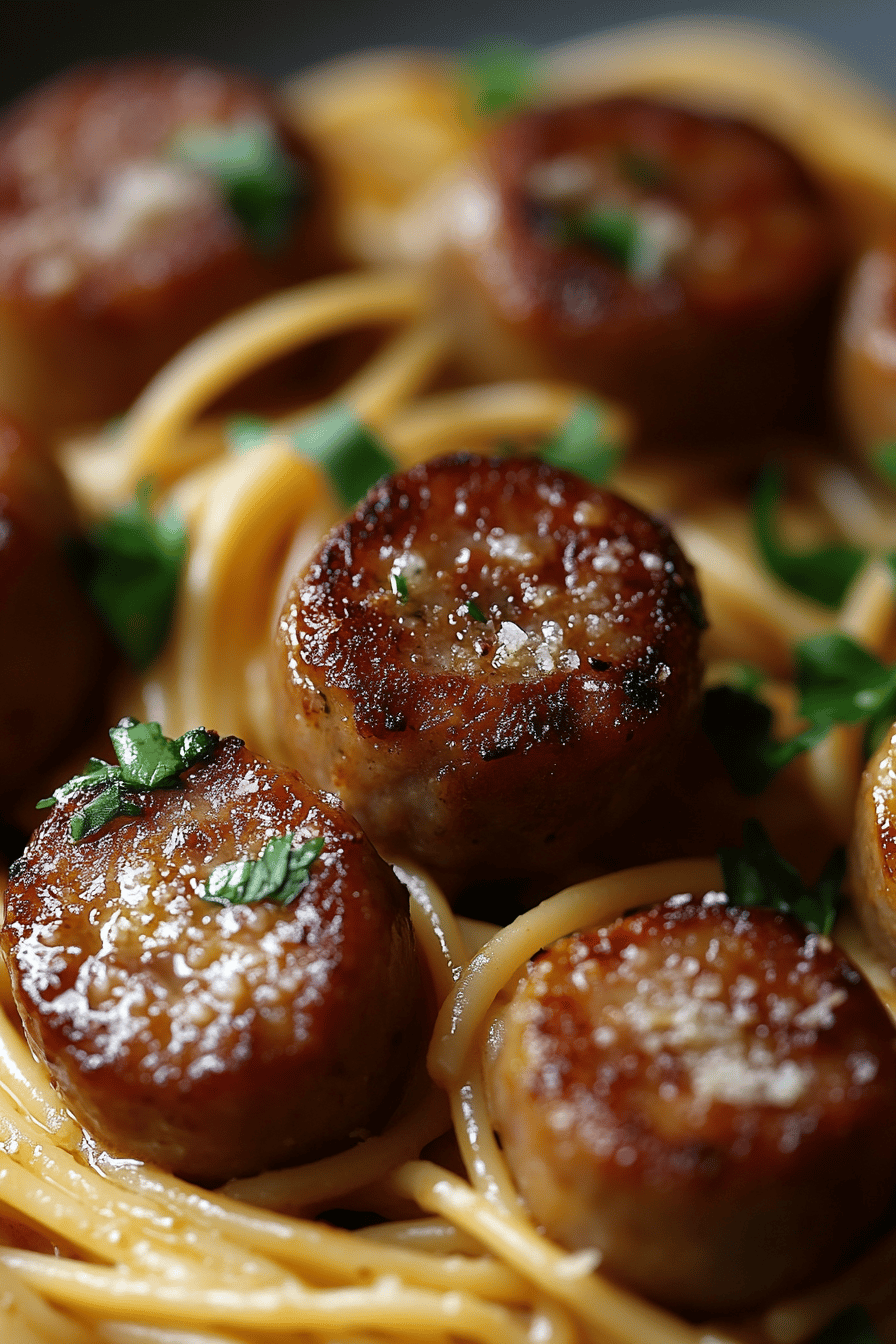 Honey Garlic Sausage Pasta ingredients organized and measured on kitchen counter