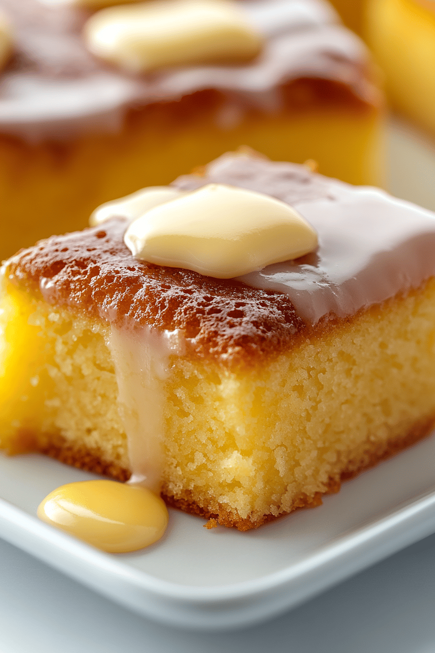 Lemon Poke Cake final dish beautifully presented and ready to serve