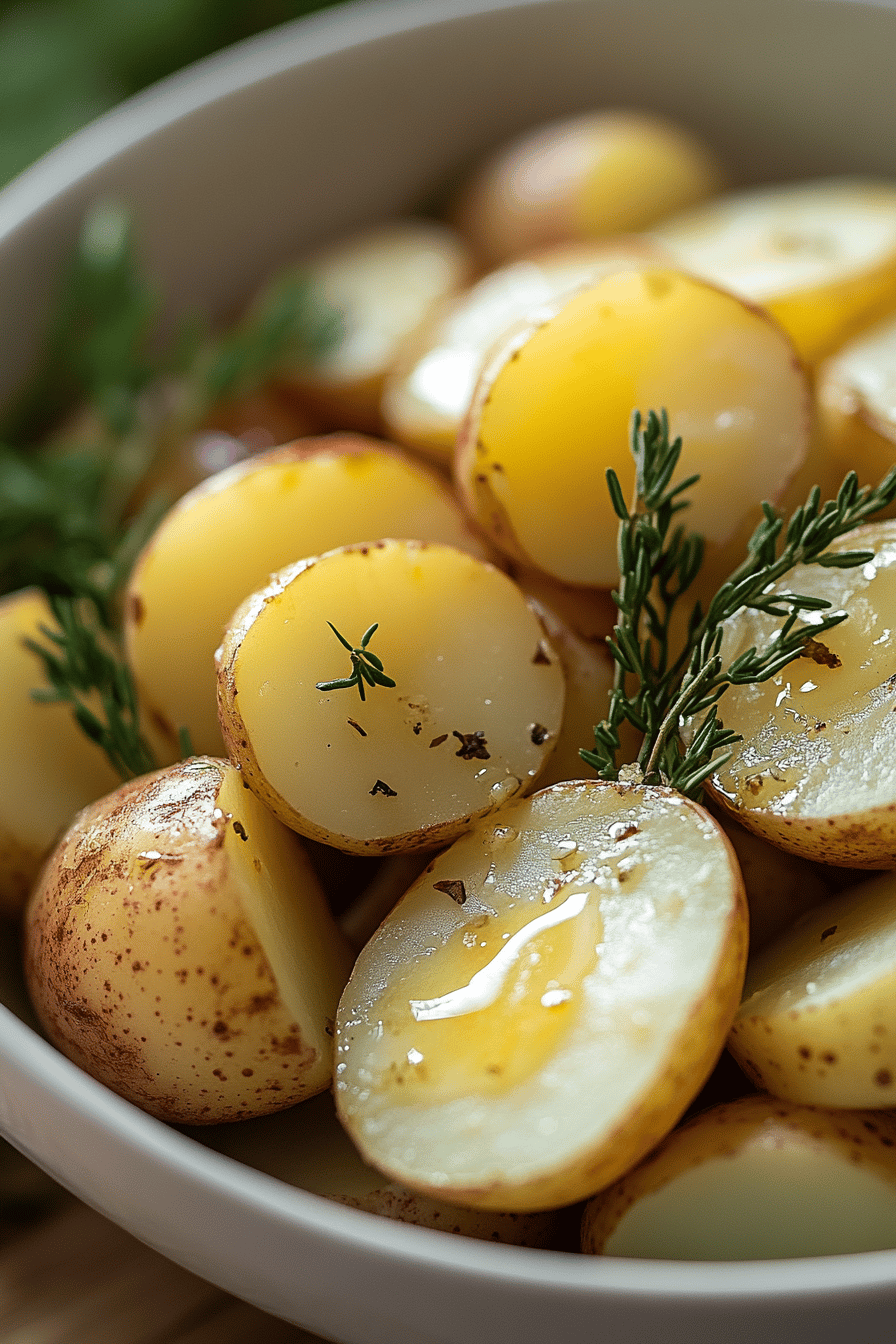 Lemon Potato Salad ingredients organized and measured on kitchen counter