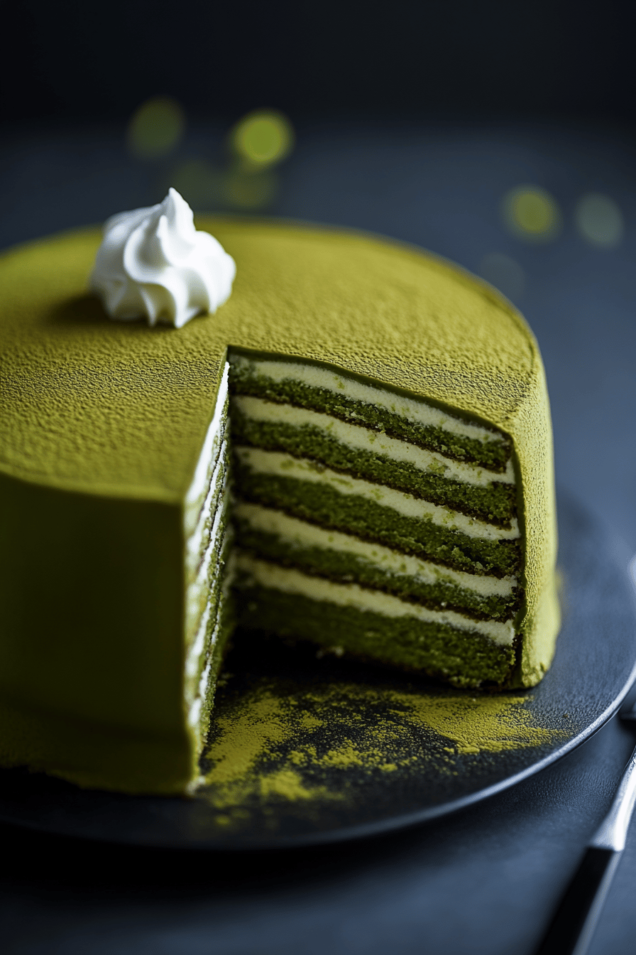 Matcha Crepe Cake Recipe final dish beautifully presented and ready to serve