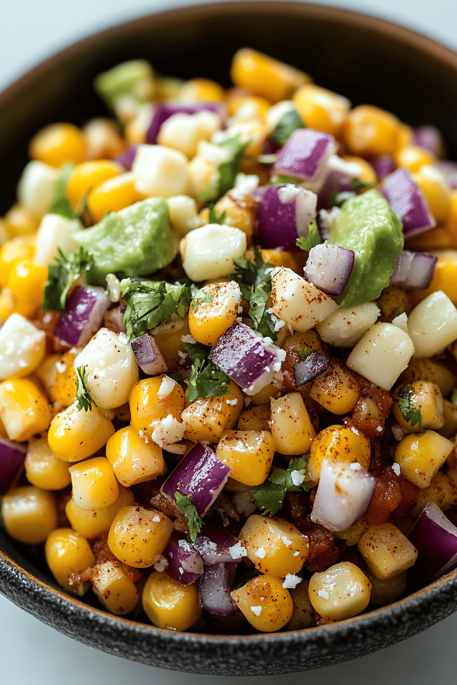 Mexican Corn Salad final dish beautifully presented and ready to serve