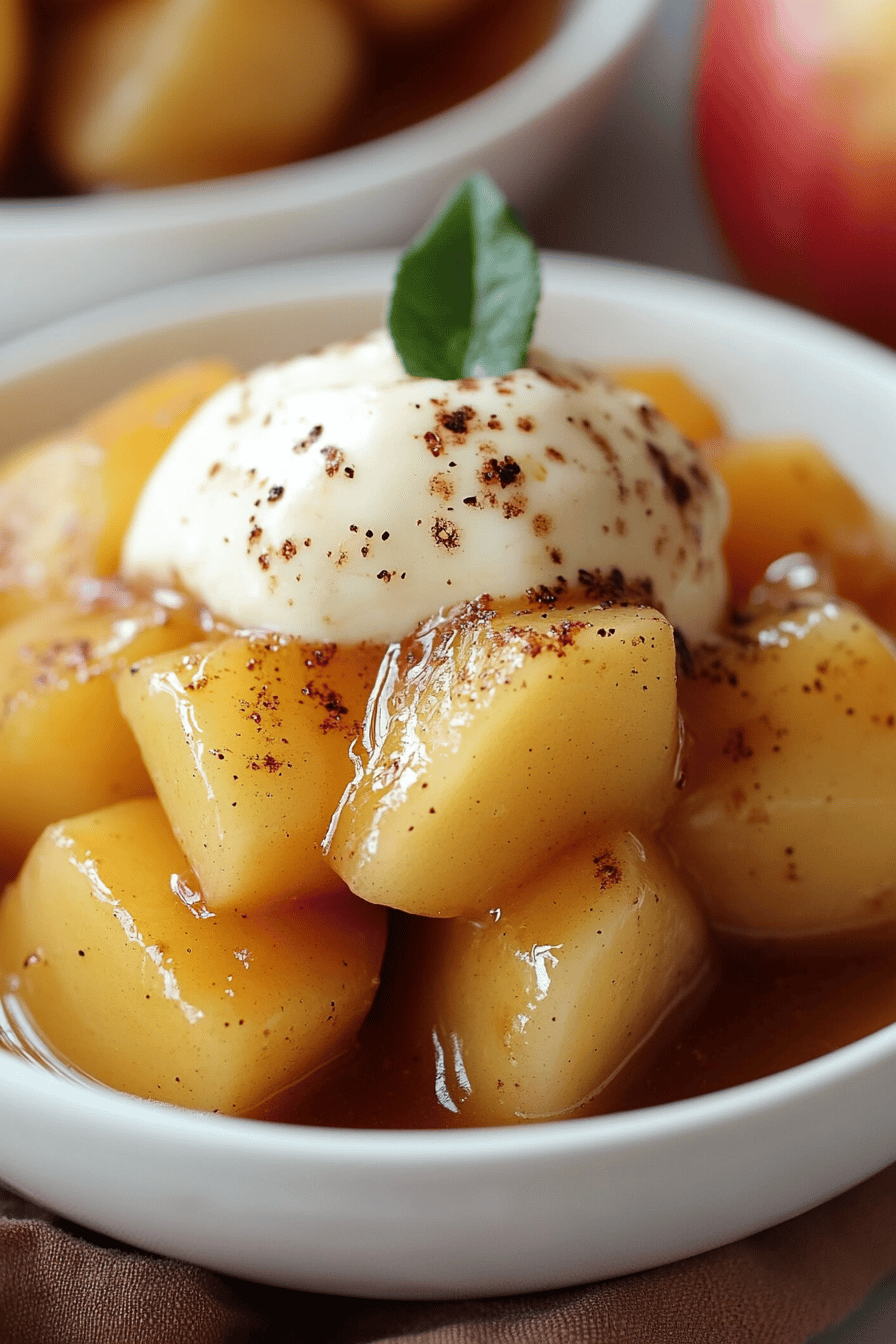 Microwave Baked Apples final dish beautifully presented and ready to serve