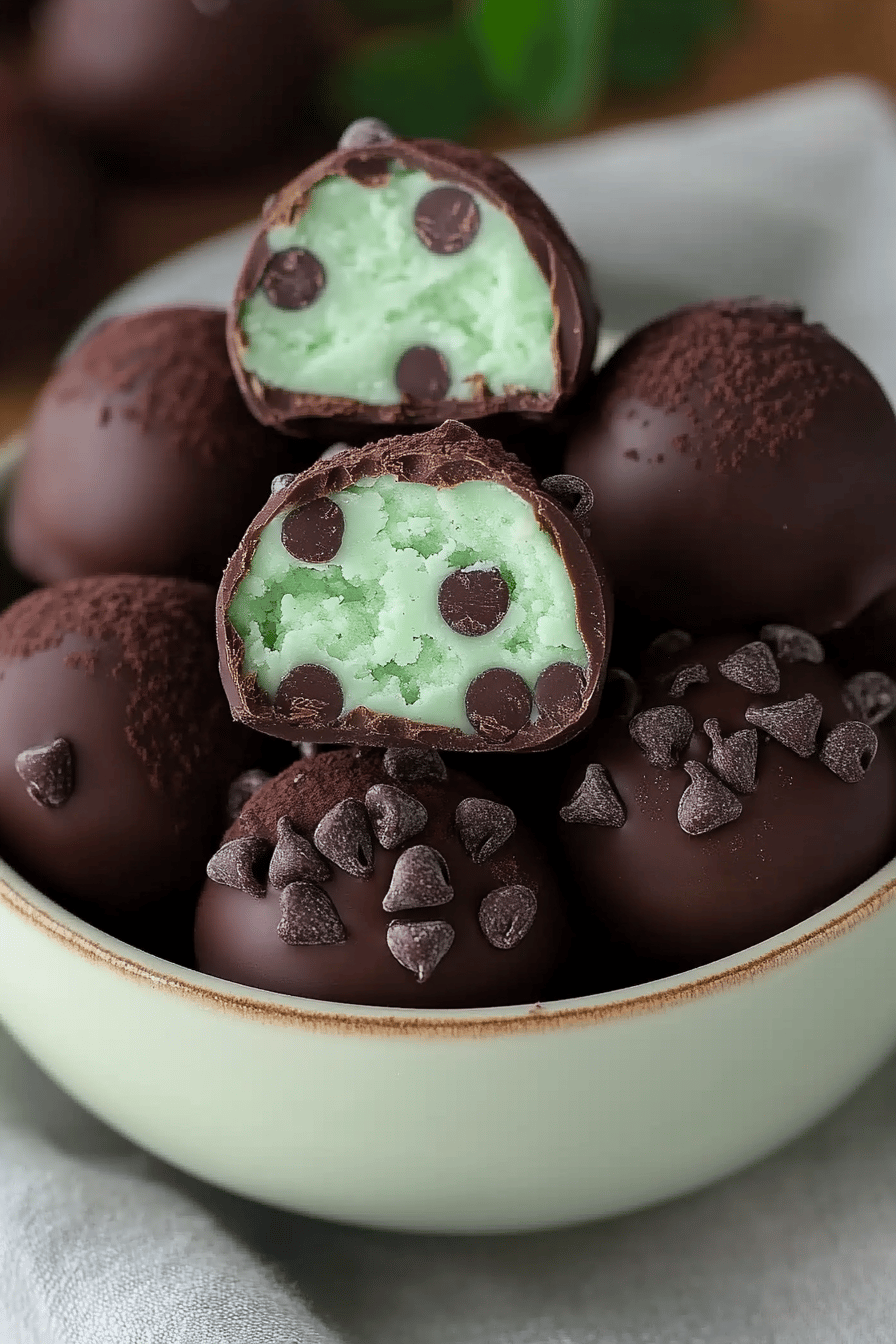 Mint Chocolate Chip Truffles Final Dish Presentation