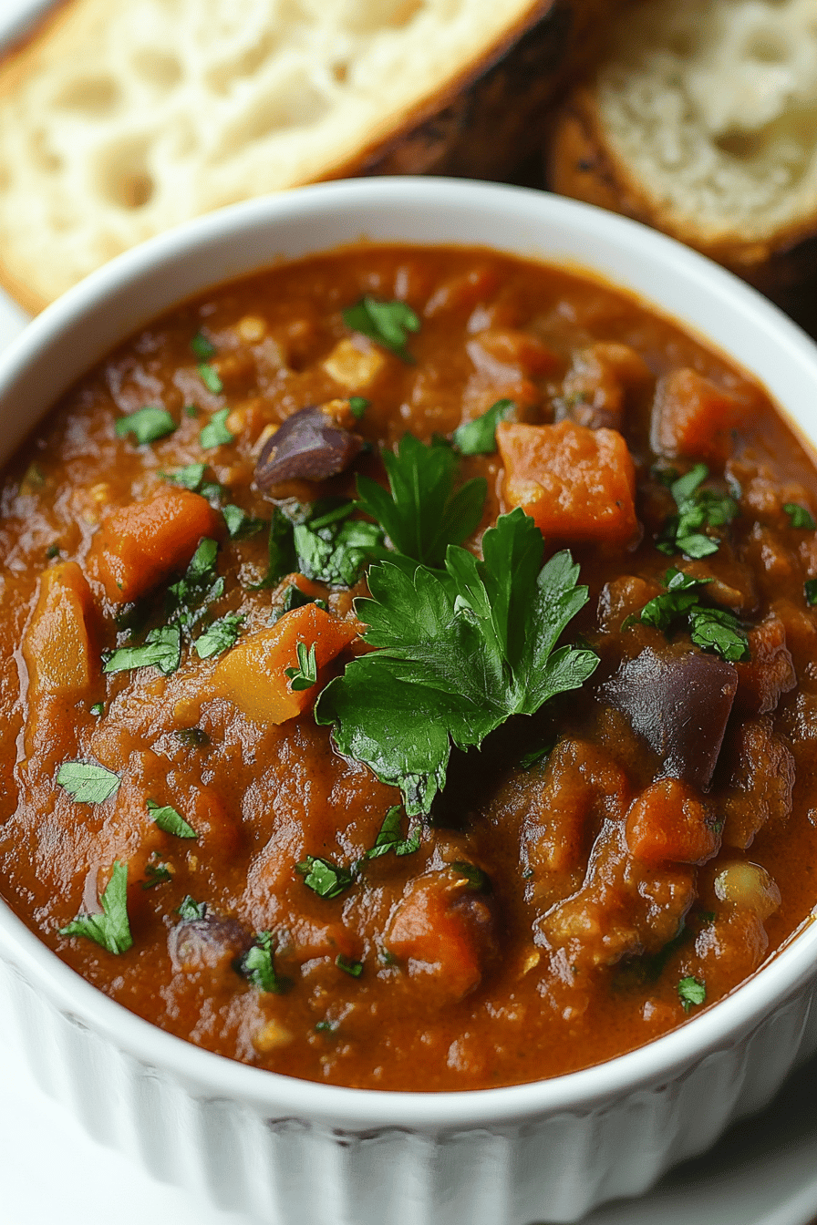 Moroccan Zaalouk Recipe final dish beautifully presented and ready to serve