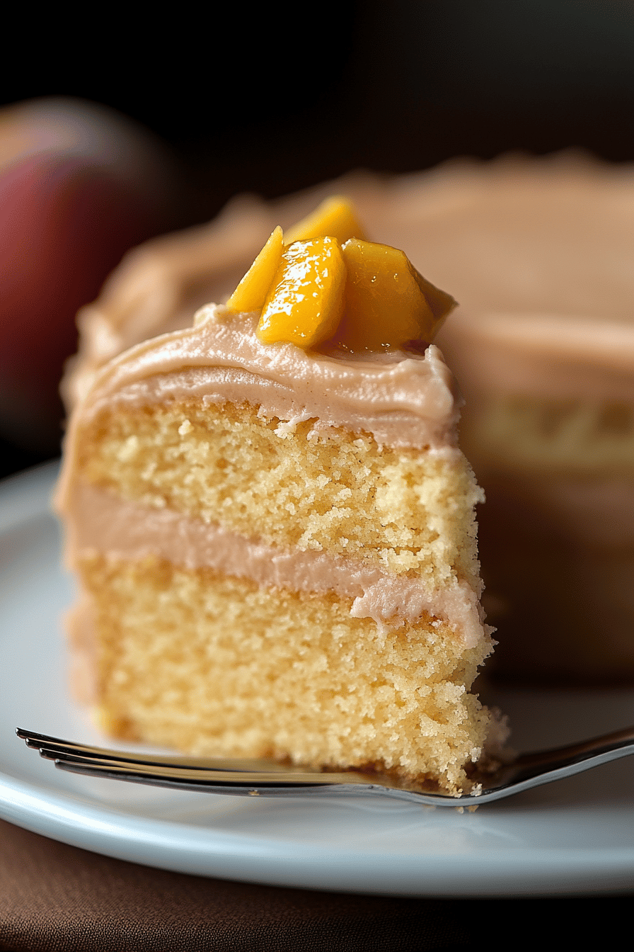 Peach Cake Recipe final dish beautifully presented and ready to serve