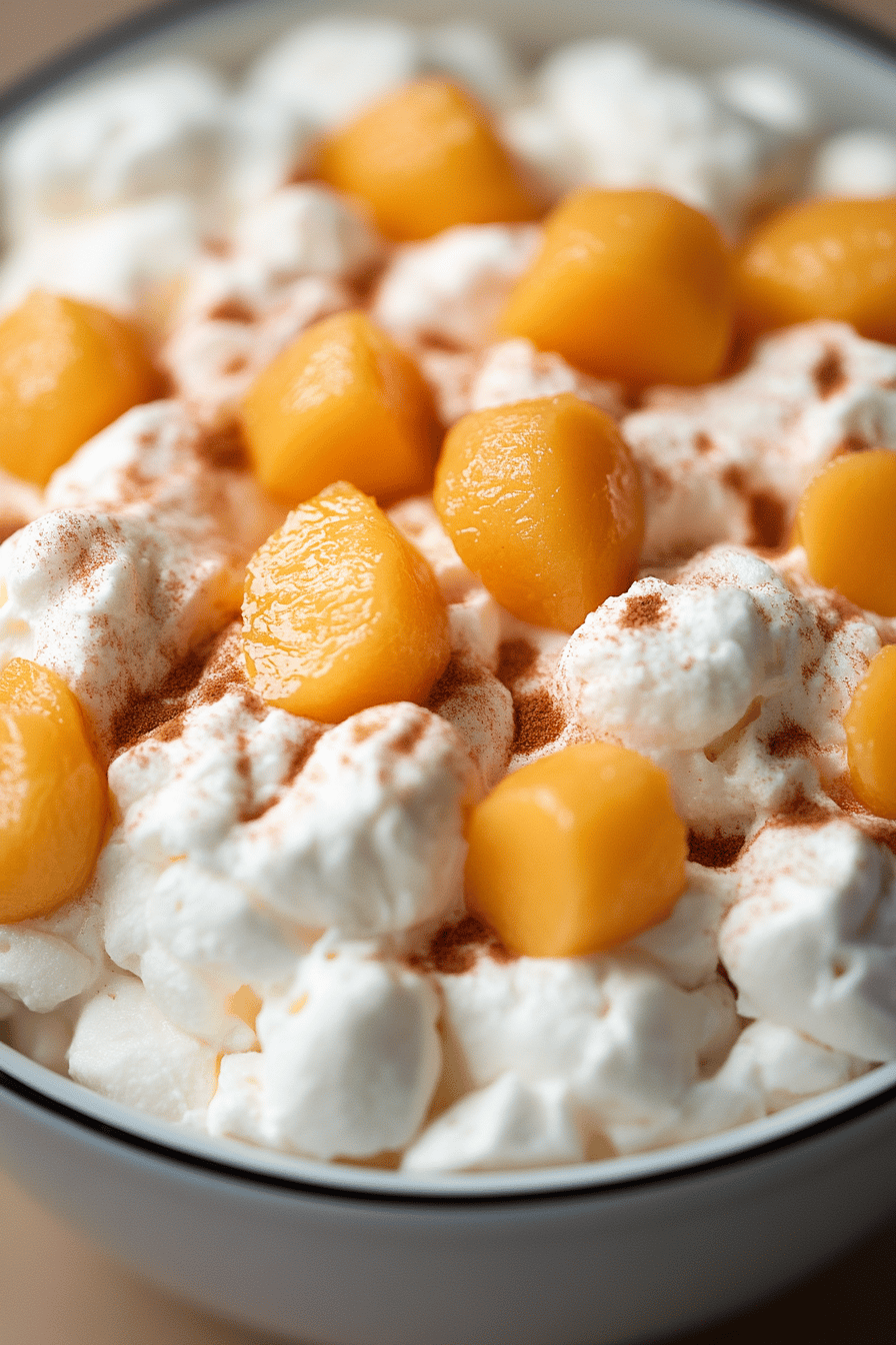 Peach Fluff Salad Recipe final dish beautifully presented and ready to serve