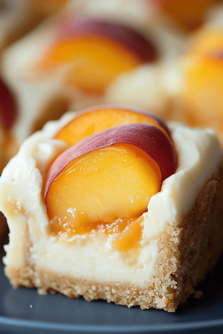 Peaches Cream Cheesecake Bars ingredients organized and measured on kitchen counter