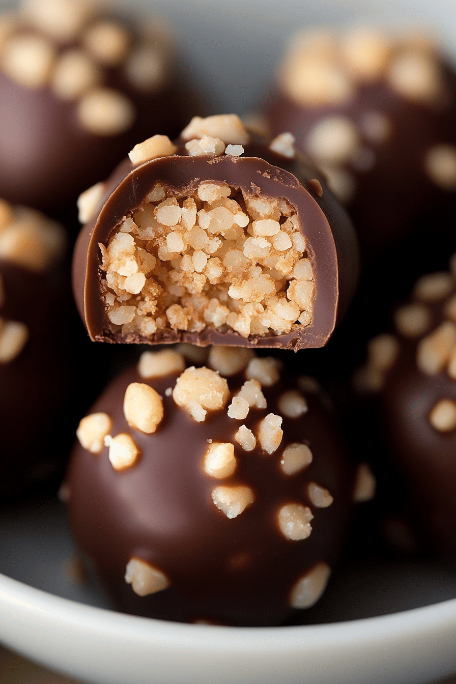 Peanut Butter Balls Rice Krispies final dish beautifully presented and ready to serve