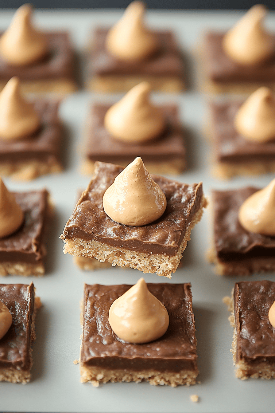 Peanut Butter Blossom Bars final dish beautifully presented and ready to serve