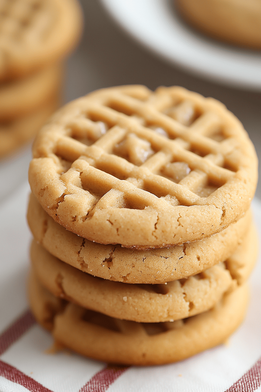 Peanut Butter Cookies Recipe ingredients organized and measured on kitchen counter