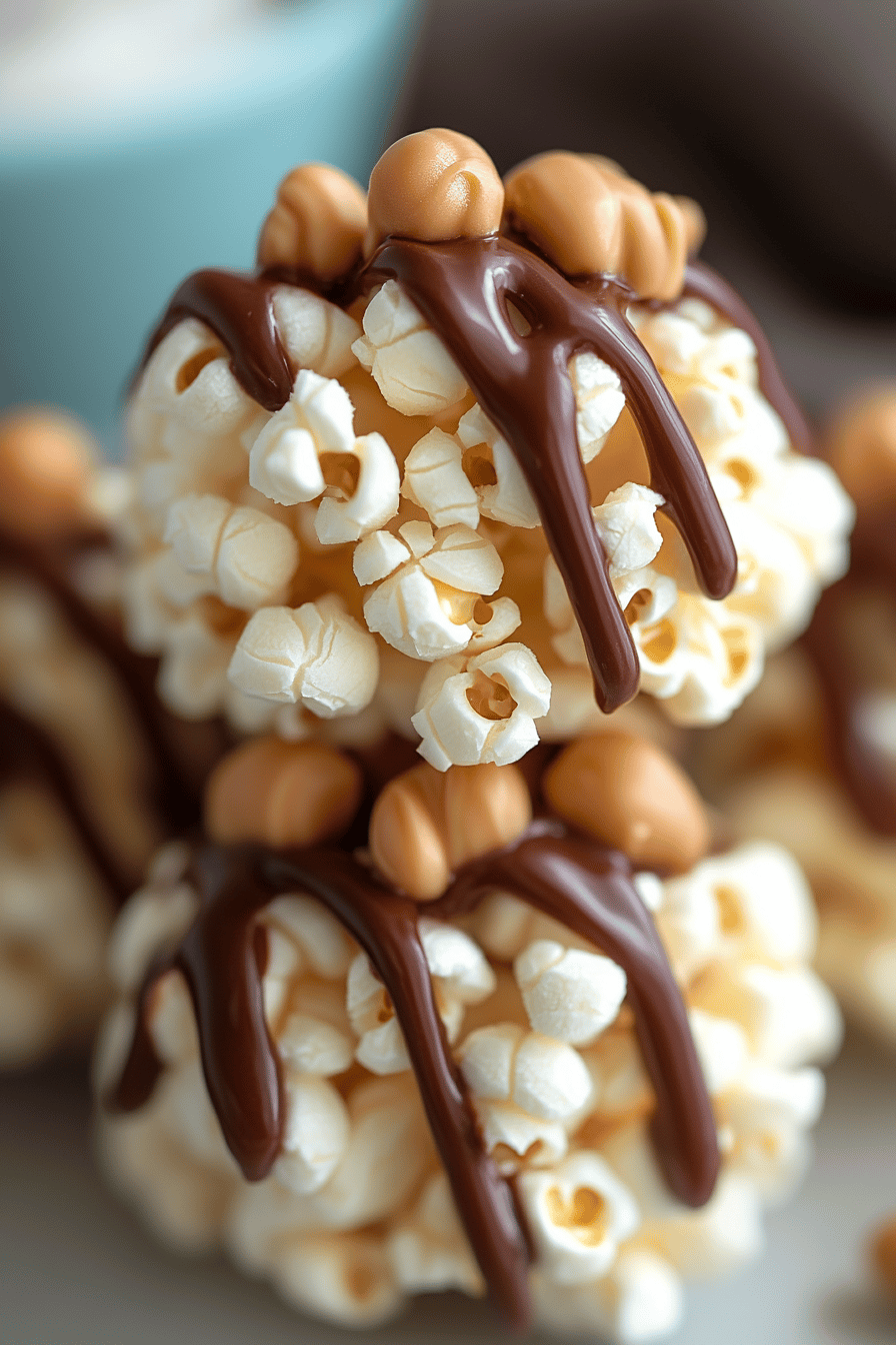 Peanut Butter Popcorn Balls final dish beautifully presented and ready to serve