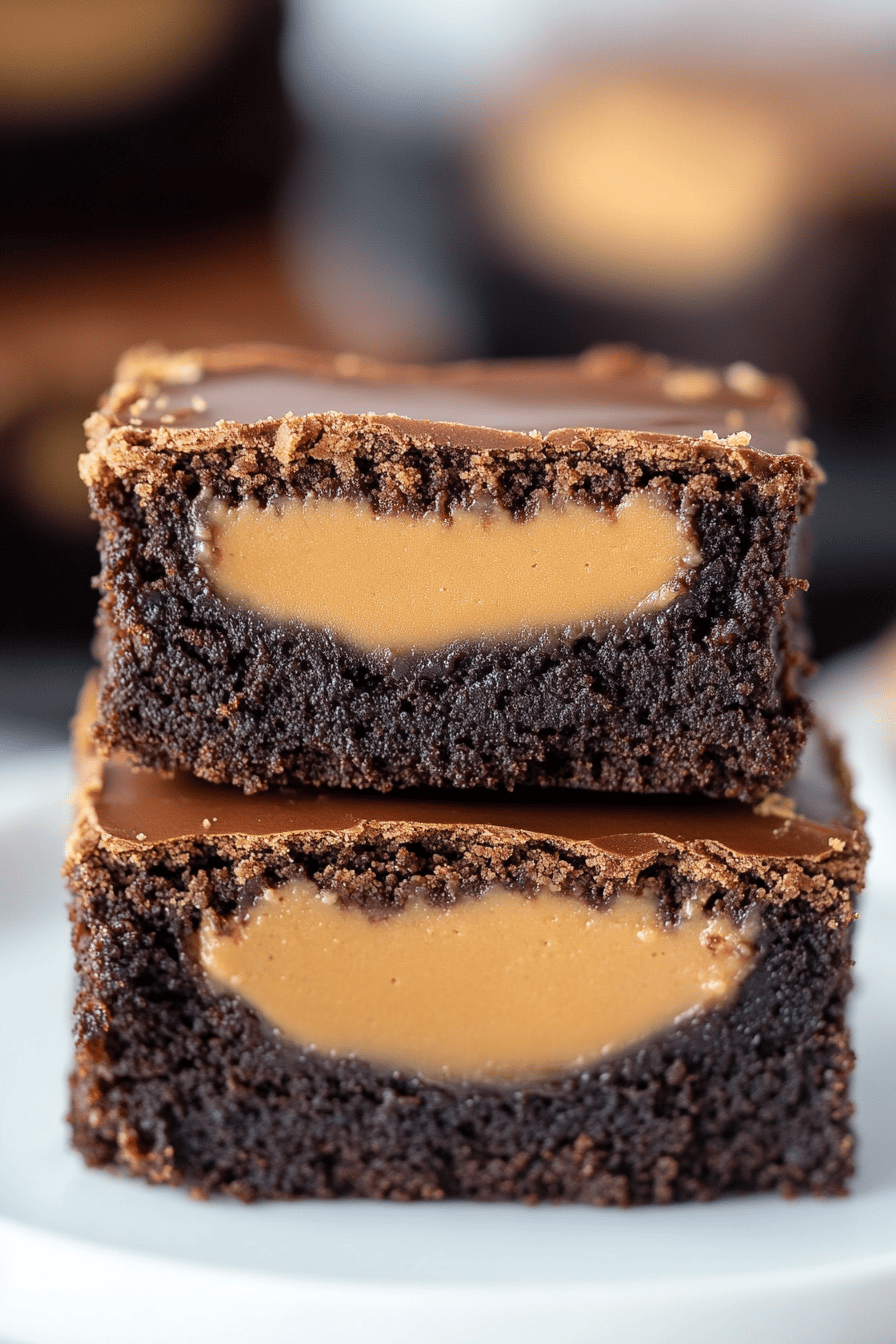 Peanut Butter Stuffed Brownies final dish beautifully presented and ready to serve