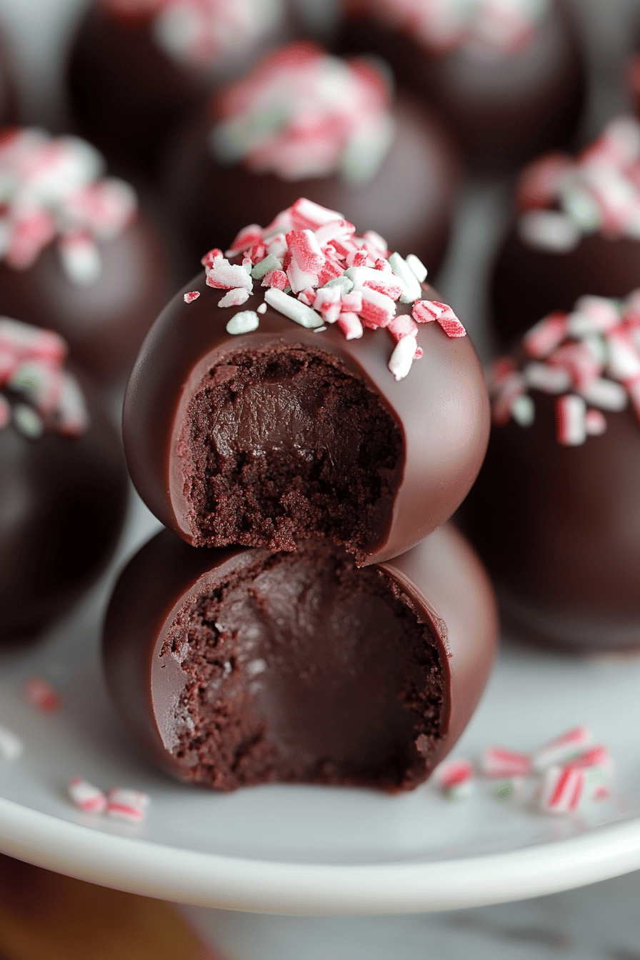 Peppermint Brownie Truffles final dish beautifully presented and ready to serve