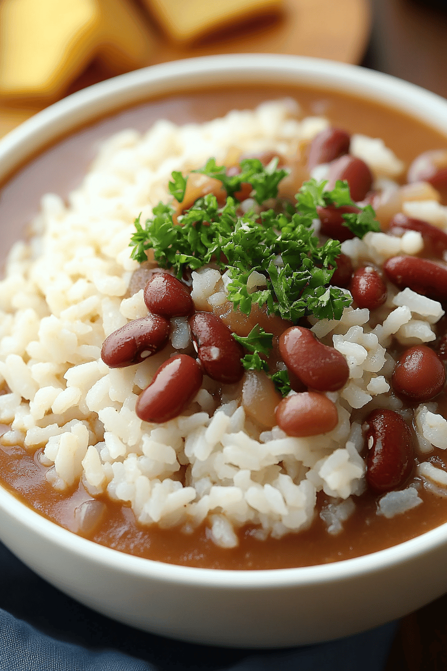 Popeyes Red Beans and Rice Recipe final dish beautifully presented and ready to serve