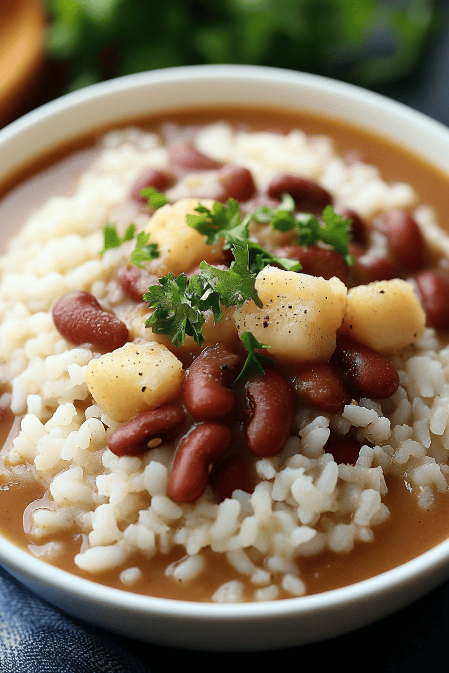 Popeyes Red Beans and Rice Recipe ingredients organized and measured on kitchen counter