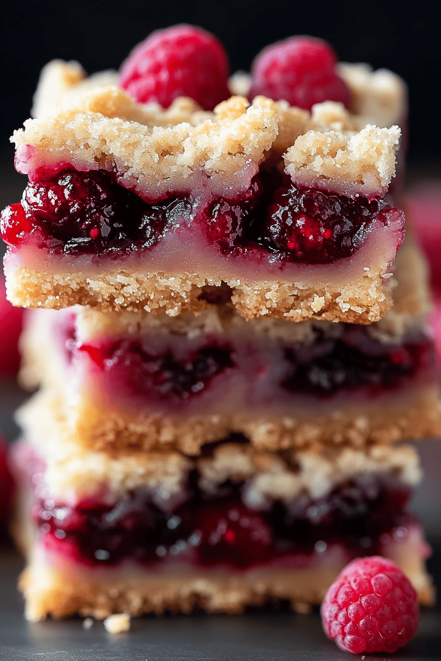 Raspberry Crumb Bars final dish beautifully presented and ready to serve