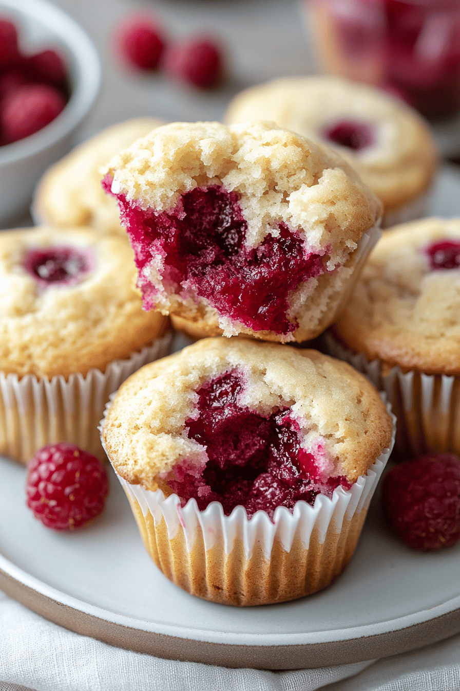 Raspberry Muffins Recipe final dish beautifully presented and ready to serve