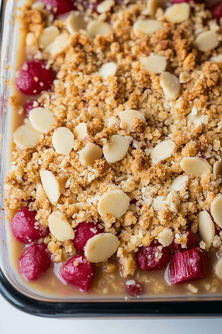 Rhubarb Crisp Recipe final dish beautifully presented and ready to serve