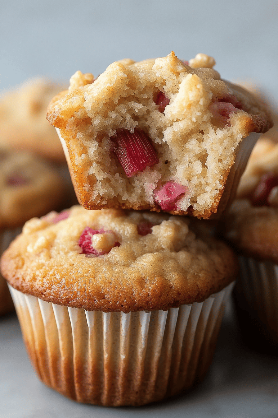 Rhubarb Muffins ingredients organized and measured on kitchen counter