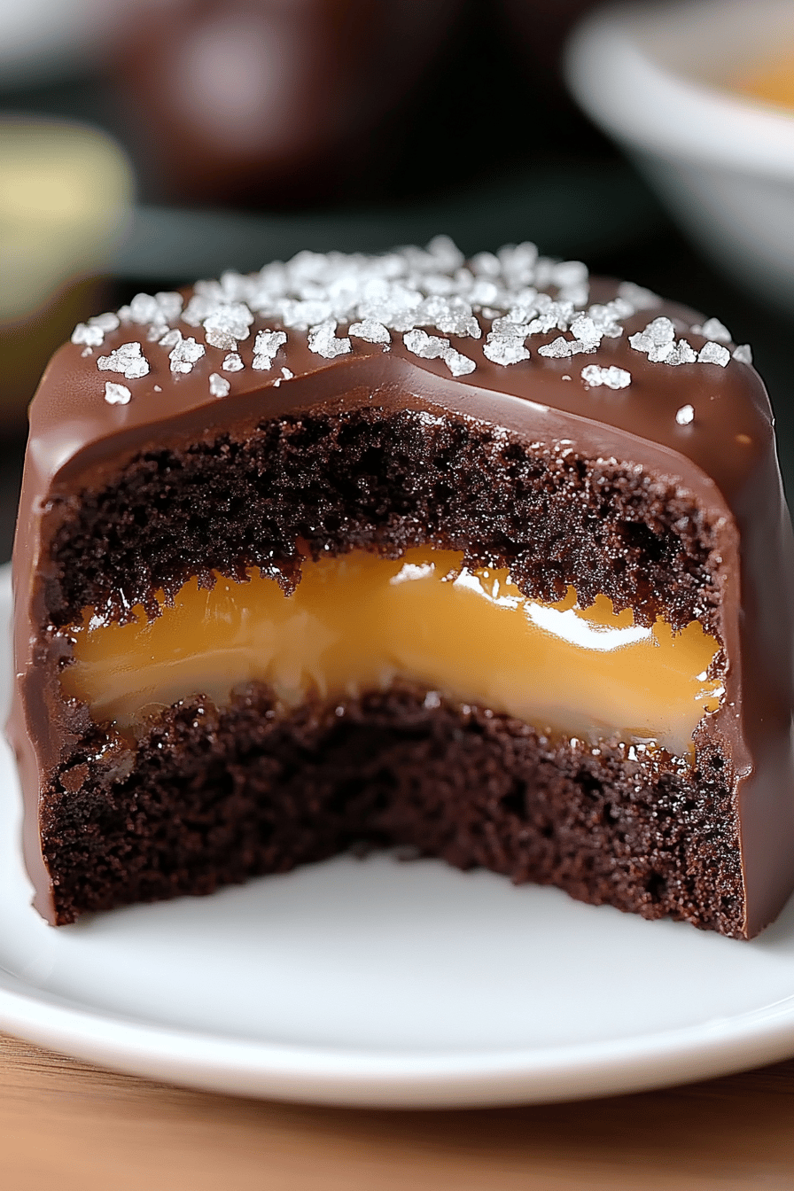 Salted Caramel Chocolate Cake final dish beautifully presented and ready to serve