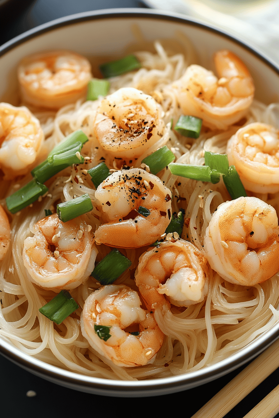 Shrimp Mei Fun Recipe ingredients organized and measured on kitchen counter