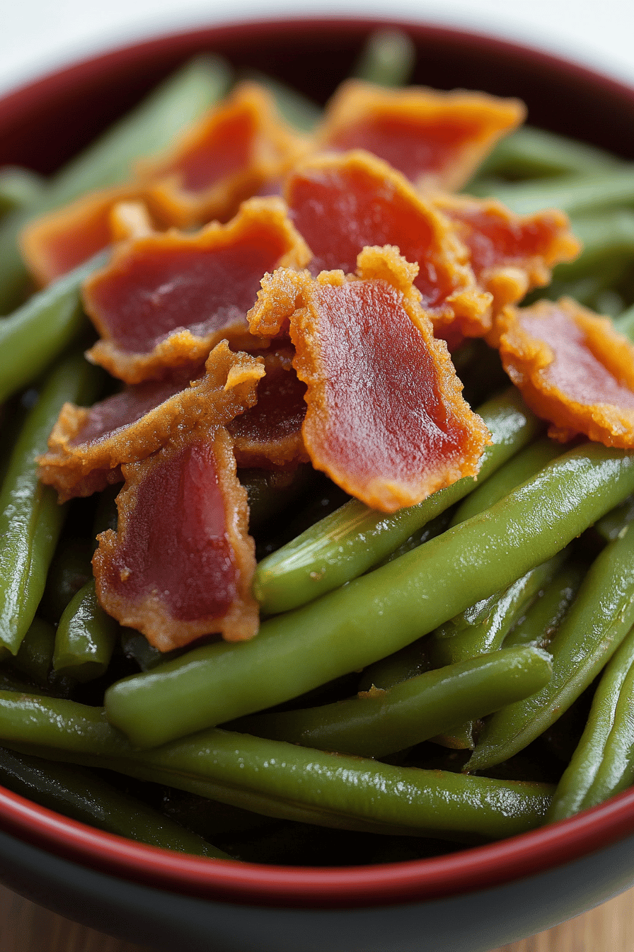 Smothered Green Beans Recipe ingredients organized and measured on kitchen counter
